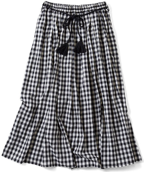 Live in comfort（リブインコンフォート）の「リブ　イン　コンフォート　しわが気にならない！やわらか素材のコットンスカート（スカート・レディース・ブラック×ホワイト/ネイビー・LARGE/XX-LARGE/X-LARGE/SMALL/NS/NM/MEDIUM）」の2枚目の写真