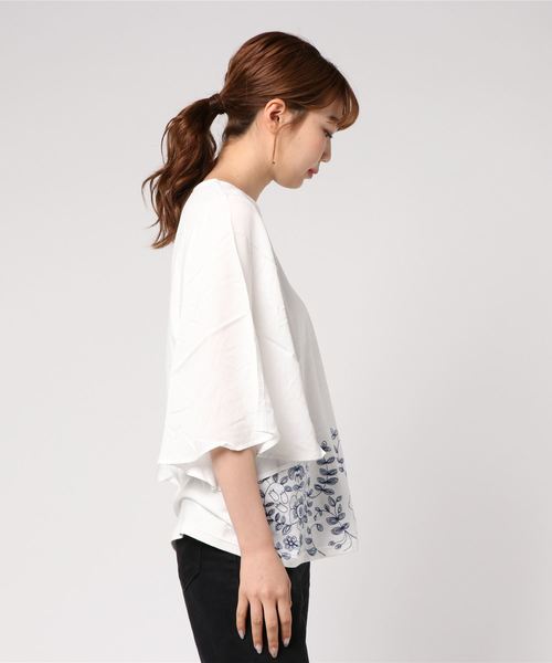 go slow caravan(ゴースローキャラバン)の「NUEVO BLANCA/ヌエヴォブランカ フラワー刺繍プルオーバー(Tシャツ/カットソー・レディース・ブルー/ホワイト・FREE)」の3枚目の写真