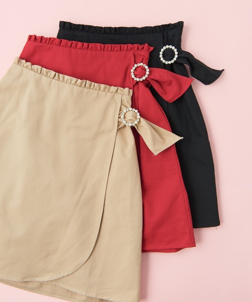 OLIVE des OLIVE（オリーブデオリーブ）の「ビジューバックル付きスカート（スカート・レディース・ブラック/ベージュ/レッド・FREE）」の6枚目の写真