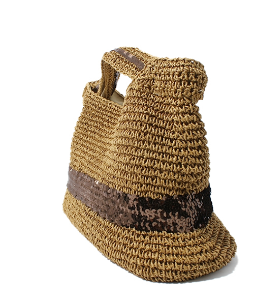 green label relaxing（グリーンレーベルリラクシング）の「GC ペーパーカゴスパンコールバッグ（トートバッグ・レディース・ブラック/ベージュ/ロイヤルブルー/ネイビー/ナチュラル/ブラウン・フリー）」の7枚目の写真