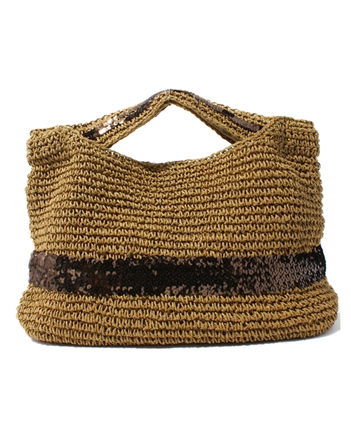 green label relaxing（グリーンレーベルリラクシング）の「GC ペーパーカゴスパンコールバッグ（トートバッグ・レディース・ブラック/ベージュ/ロイヤルブルー/ネイビー/ナチュラル/ブラウン・フリー）」の15枚目の写真