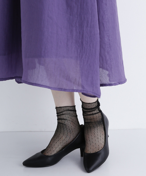 Merlot Plus メルロープリュス の ピンドット柄シースルーソックス7842 ソックス 靴下 Wear
