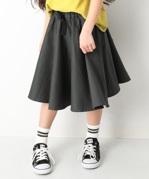 devirock（デビロック）の「ナイロンベルト付き膝下スカート（スカート・キッズ・ベージュ/ネイビー/カーキ/スモークピンク/スミクロ/テラコッタ・110cm/100cm/120cm/130cm/140cm/150cm/160cm）」の2枚目の写真