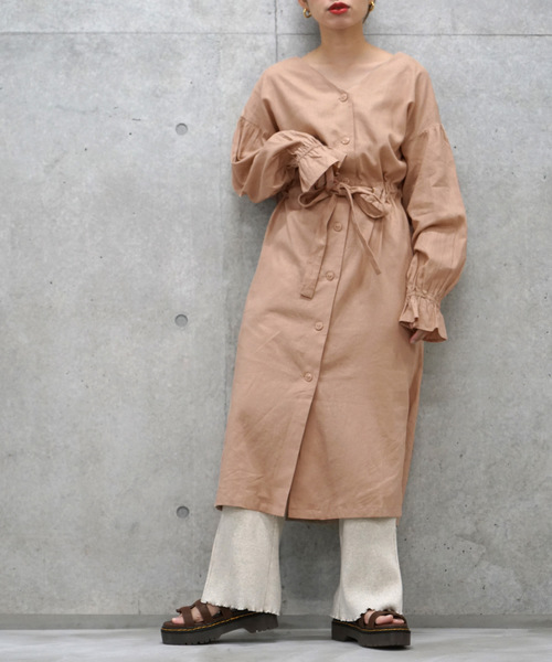 w closet（ダブルクローゼット）の「麻レーヨン羽織ワンピース（ワンピース・レディース・ネイビー/ピンク系その他/サンドベージュ/ライトベージュ/モカ/レンガ/ラベンダー/ベージュ・FREE）」の7枚目の写真