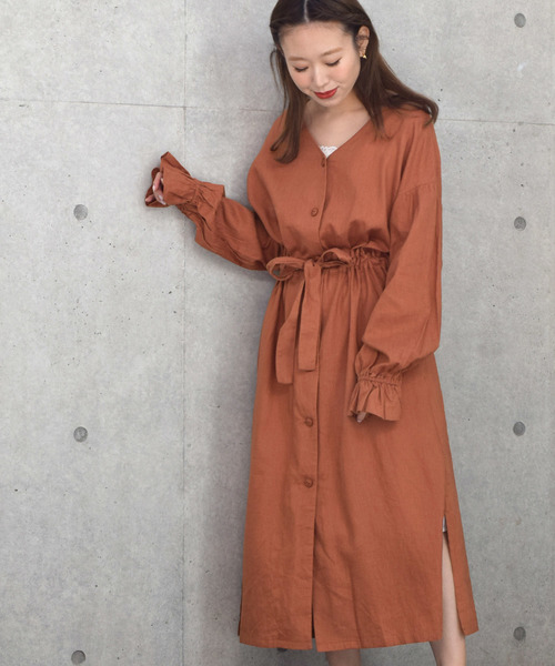 w closet（ダブルクローゼット）の「麻レーヨン羽織ワンピース（ワンピース・レディース・ネイビー/ピンク系その他/サンドベージュ/ライトベージュ/モカ/レンガ/ラベンダー/ベージュ・FREE）」の8枚目の写真