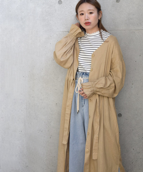 w closet（ダブルクローゼット）の「麻レーヨン羽織ワンピース（ワンピース・レディース・ネイビー/ピンク系その他/サンドベージュ/ライトベージュ/モカ/レンガ/ラベンダー/ベージュ・FREE）」の3枚目の写真