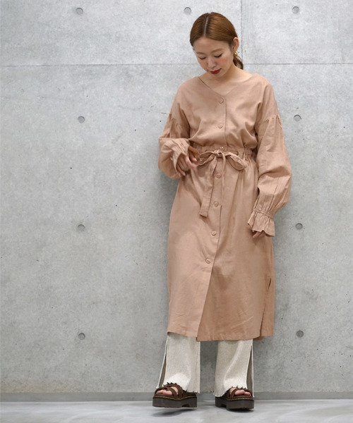 w closet（ダブルクローゼット）の「麻レーヨン羽織ワンピース（ワンピース・レディース・ネイビー/ピンク系その他/サンドベージュ/ライトベージュ/モカ/レンガ/ラベンダー/ベージュ・FREE）」の10枚目の写真