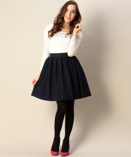 BEAUTY&YOUTH UNITED ARROWS（ビューティーアンドユースユナイテッドアローズ）の「BYSF レノクロス ギャザーフレアスカート ◆（スカート・レディース・ネイビー/ホワイト・SMALL/MEDIUM）」の12枚目の写真