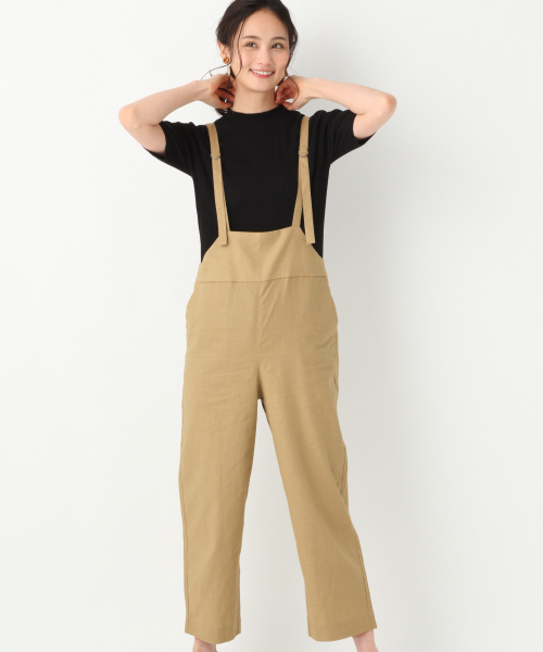 GLOBAL WORK(グローバルワーク)の「リネンテーパーキャミサロペ(サロペット/オーバーオール・レディース・ブラック/ベージュ/ネイビー・MEDIUM/LARGE)」の8枚目の写真