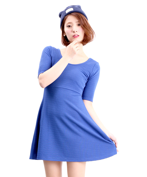 WEGO（ウィゴー）の「WEGO/フィットフレアワンピース（ワンピース・レディース・オフホワイト/ブルー/ライトイエロー・FREE）」の3枚目の写真