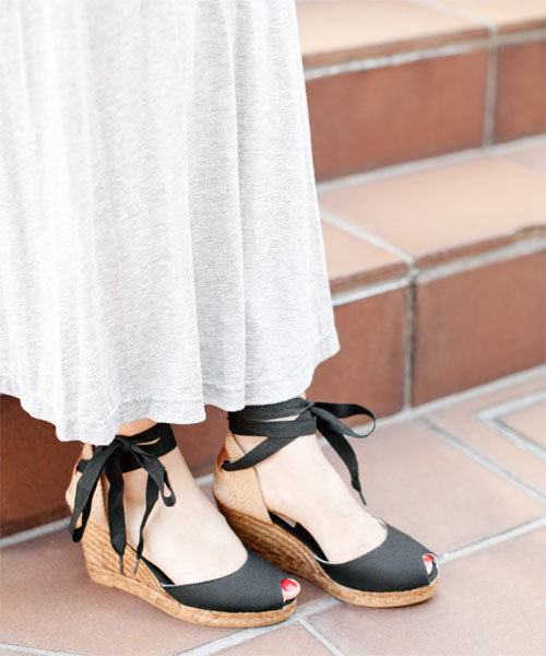 NANO universe（ナノユニバース）の「GAIMO/別注オープントゥキャンバスエスパ（サンダル・レディース・ブラック/グレー/ベージュ/ネイビー・35/36/37/38）」の2枚目の写真