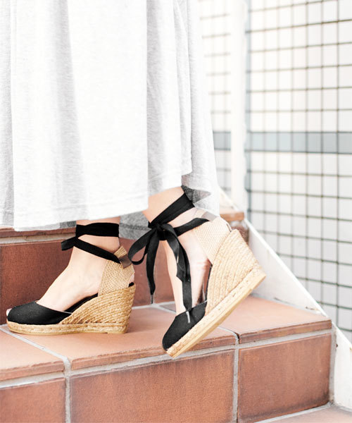 NANO universe（ナノユニバース）の「GAIMO/別注オープントゥキャンバスエスパ（サンダル・レディース・ブラック/グレー/ベージュ/ネイビー・35/36/37/38）」の5枚目の写真