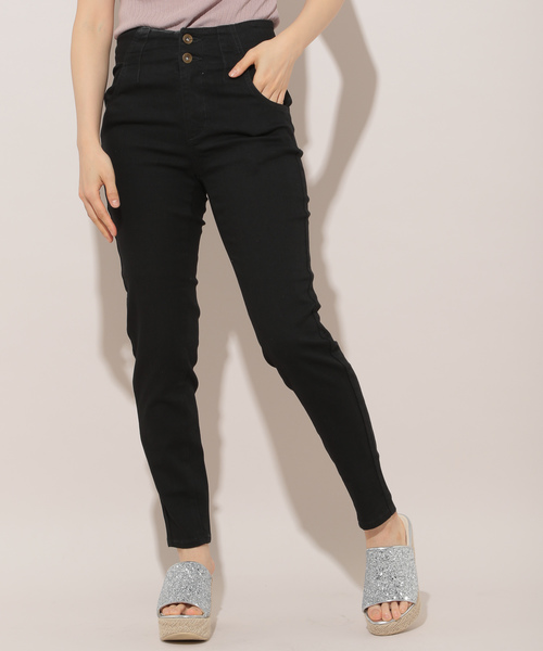 apres jour（アプレジュール）の「ハイウエストスキニーパンツ【ZOZOTOWN限定アイテム】（デニムパンツ・レディース・ブラック/インディゴブルー・SMALL/MEDIUM）」の2枚目の写真