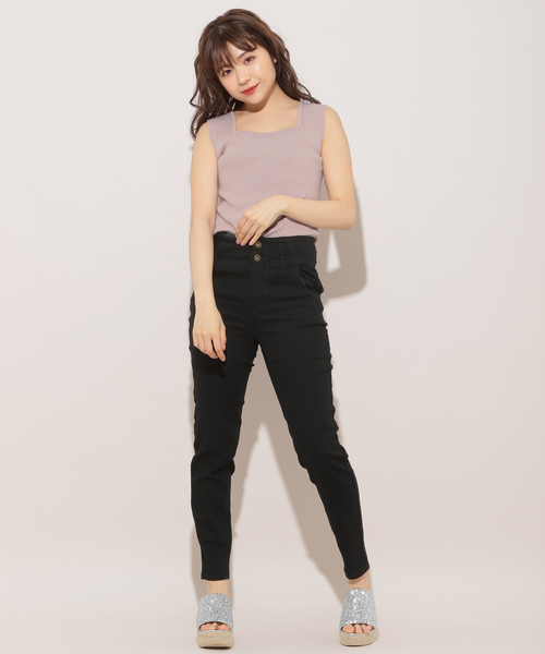 apres jour（アプレジュール）の「ハイウエストスキニーパンツ【ZOZOTOWN限定アイテム】（デニムパンツ・レディース・ブラック/インディゴブルー・SMALL/MEDIUM）」の8枚目の写真