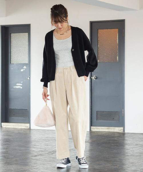coen（コーエン）の「【ムック本掲載】USAコットンコーデュロイセミワイドタックパンツ（その他パンツ・レディース・ナチュラル/ブラック/ベージュ・MEDIUM/SMALL/LARGE）」の16枚目の写真