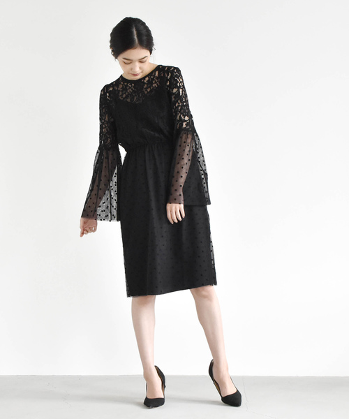 ワンピース ドレスドットチュール レースワンピース ドレス Kaene カエン のファッション