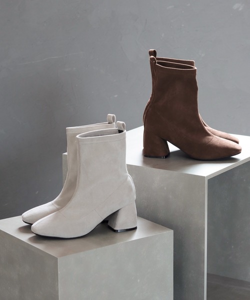 SESTO(セスト)の「内側ファーであったか!ストレッチフィット!ソックスブーツ(ブーツ)」|ホワイト系その他