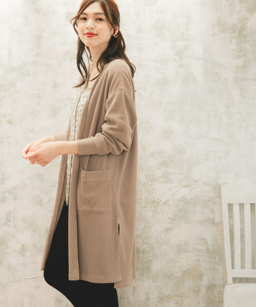 GLOBAL WORK（グローバルワーク）の「アゼカットロングカーディガン/846172（カーディガン/ボレロ・レディース・ブラック/ベージュ/オフホワイト・FREE）」の3枚目の写真