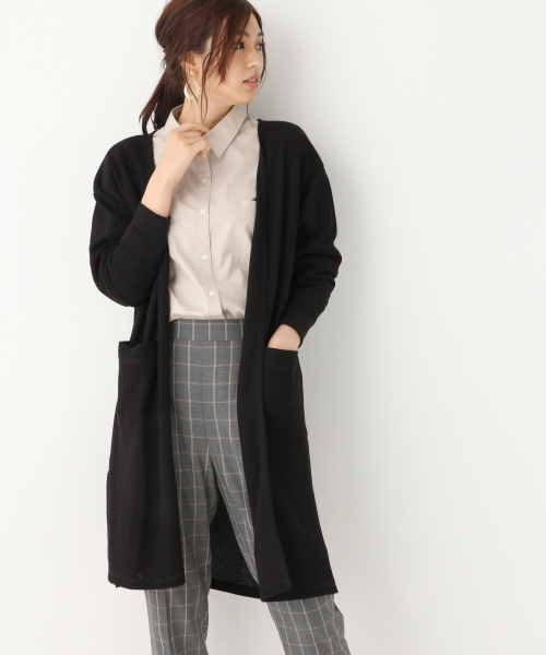 GLOBAL WORK（グローバルワーク）の「アゼカットロングカーディガン/846172（カーディガン/ボレロ・レディース・ブラック/ベージュ/オフホワイト・FREE）」の2枚目の写真