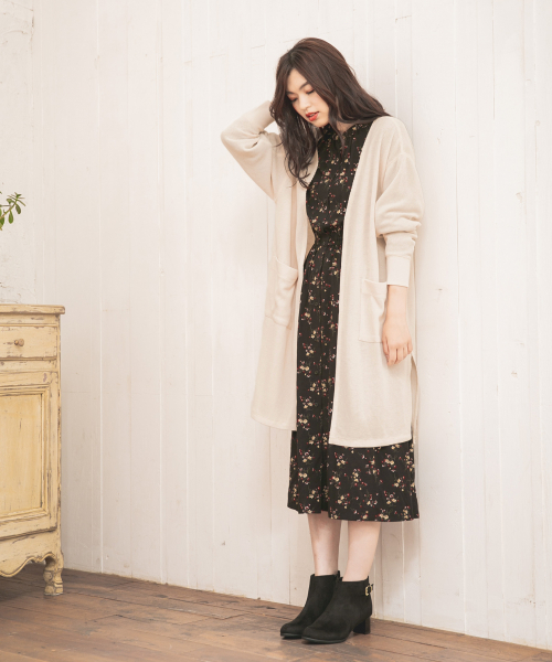 GLOBAL WORK（グローバルワーク）の「アゼカットロングカーディガン/846172（カーディガン/ボレロ・レディース・ブラック/ベージュ/オフホワイト・FREE）」の5枚目の写真