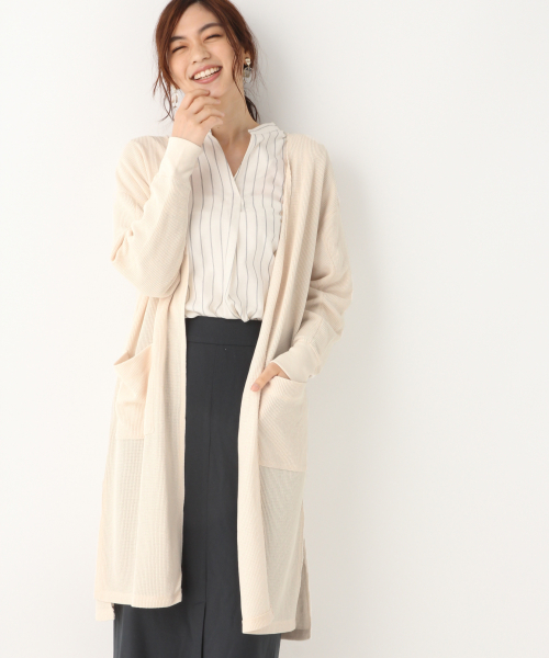 GLOBAL WORK（グローバルワーク）の「アゼカットロングカーディガン/846172（カーディガン/ボレロ・レディース・ブラック/ベージュ/オフホワイト・FREE）」の11枚目の写真