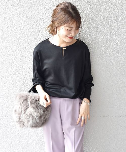 SHIPS(シップス)の「2WAYパーツロングスリーブプルオーバー(Tシャツ/カットソー・レディース・ライトグレー/ブラック/ピンク系その他・ONE SIZE)」の1枚目の写真