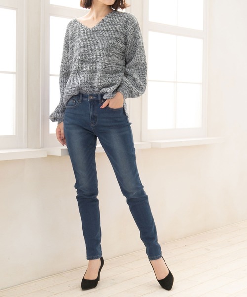 Newlyme(ニューリーミー)の「極温!!裏起毛スキニーデニム(デニムパンツ・レディース・ダークインディゴブルー/ブルー系その他/ライトインディゴブルー/インディゴブルー/ブラック・SMALL/MEDIUM/LARGE/X-LARGE/X-SMALL/XX-LARGE)」の16枚目の写真