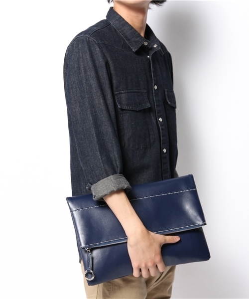 B:MING by BEAMS（ビーミングバイビームス）の「＜FINEBOYS 4月号掲載＞ビーミング by ビームス / レザークラッチバッグ（クラッチバッグ・メンズ・ホワイト/ブラック/オレンジ/ブルー/ネイビー・ONE SIZE）」の13枚目の写真