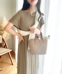 classicalelf | さらり、綿100%。ランダムリブフレンチミボートネックロング丈半袖ワンピース(ワンピース)