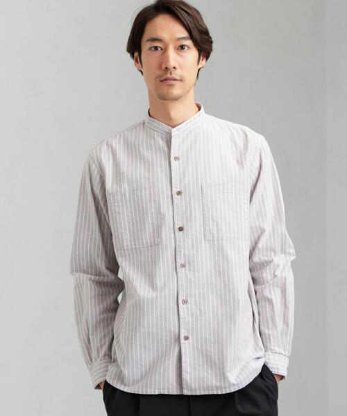 green label relaxing（グリーンレーベルリラクシング）の「SC ナチュラルフィットオックス バンドカラー LS シャツ（シャツ/ブラウス・メンズ・モカ/ブラック/ホワイト・SMALL/LARGE/X-LARGE/MEDIUM）」の3枚目の写真