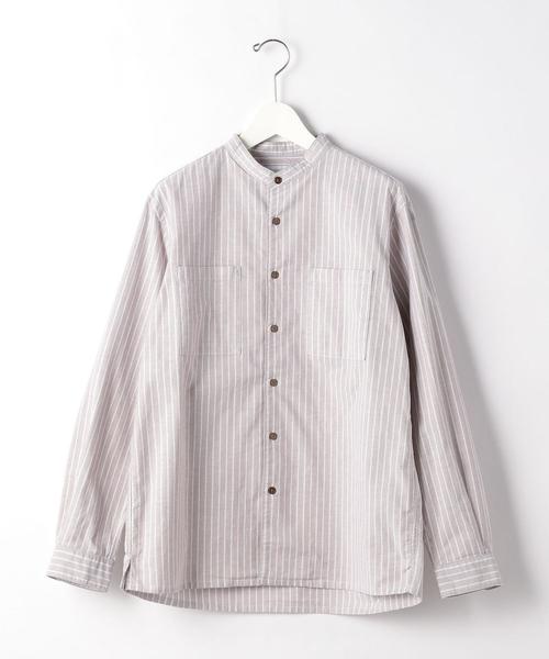 green label relaxing（グリーンレーベルリラクシング）の「SC ナチュラルフィットオックス バンドカラー LS シャツ（シャツ/ブラウス・メンズ・モカ/ブラック/ホワイト・SMALL/LARGE/X-LARGE/MEDIUM）」の5枚目の写真