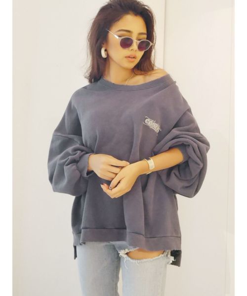 GYDA(ジェイダ)の「OLDTOWNドルマンスウェットTOPS(スウェット・レディース・ベージュ/ネイビー/カーキ/ピンク/オフホワイト・FREE)」の8枚目の写真