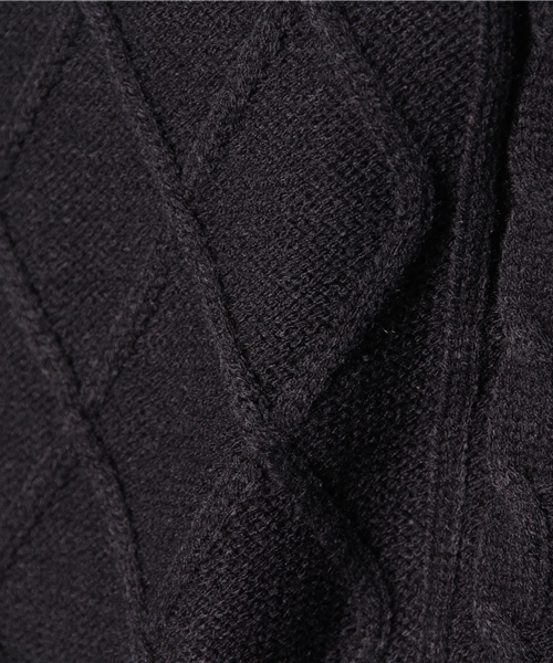 WEGO（ウィゴー）の「WEGO/切替ケーブルタートルニット（ニット/セーター・メンズ・オフホワイト/ブラック/ネイビー/ワイン・MEDIUM/LARGE）」の11枚目の写真