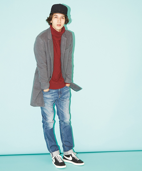 WEGO（ウィゴー）の「WEGO/切替ケーブルタートルニット（ニット/セーター・メンズ・オフホワイト/ブラック/ネイビー/ワイン・MEDIUM/LARGE）」の16枚目の写真