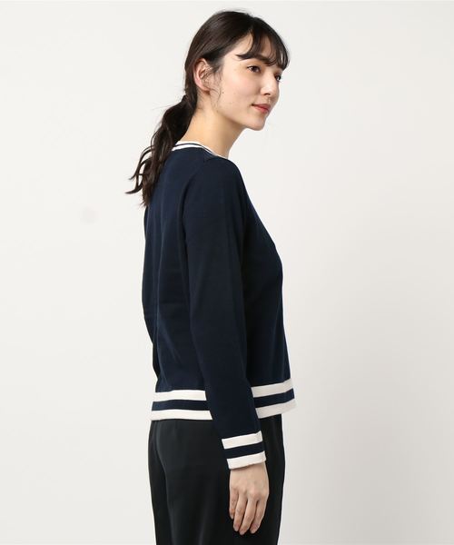 AMERICAN HOLIC（アメリカンホリック）の「配色クルーネックニットプルオーバー（ニット/セーター・レディース・ネイビー/アイボリー・M/L）」の3枚目の写真