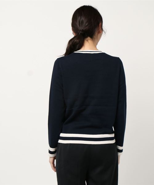 AMERICAN HOLIC（アメリカンホリック）の「配色クルーネックニットプルオーバー（ニット/セーター・レディース・ネイビー/アイボリー・M/L）」の4枚目の写真