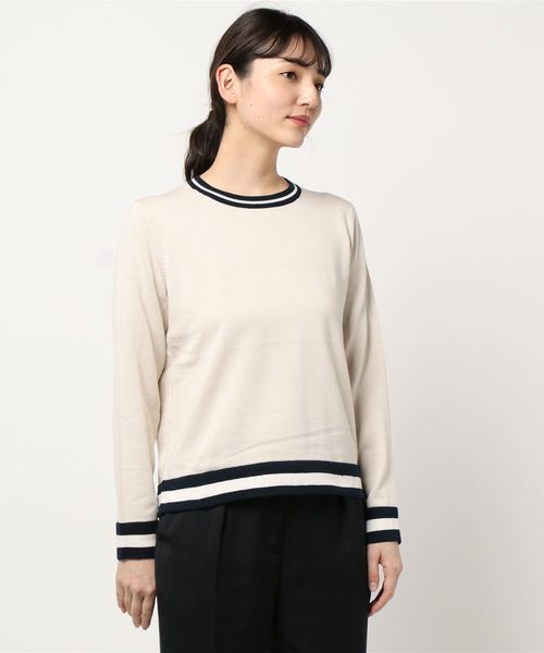 AMERICAN HOLIC（アメリカンホリック）の「配色クルーネックニットプルオーバー（ニット/セーター・レディース・ネイビー/アイボリー・M/L）」の5枚目の写真