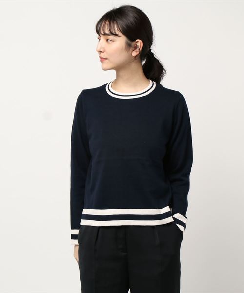 AMERICAN HOLIC（アメリカンホリック）の「配色クルーネックニットプルオーバー（ニット/セーター・レディース・ネイビー/アイボリー・M/L）」の6枚目の写真