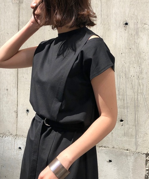 &g'aime（アンジェム）の「【&g'aime】肩スリットロングチュニック（Tシャツ/カットソー・レディース・ブラック/モカ/チャコール・FREE）」の8枚目の写真