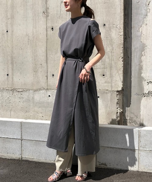 &g'aime（アンジェム）の「【&g'aime】肩スリットロングチュニック（Tシャツ/カットソー・レディース・ブラック/モカ/チャコール・FREE）」の6枚目の写真