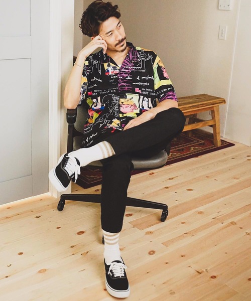 セール Mark Gonzales マークゴンザレス 総柄オープンカラーシャツ Mark 開襟 ビッグシルエット シャツ シャツ ブラウス ブラウス トップス Mark Gonzales マーク ゴンザレス のファッション