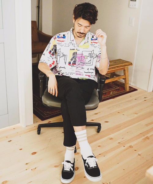 セール Mark Gonzales マークゴンザレス 総柄オープンカラーシャツ Mark 開襟 ビッグシルエット シャツ シャツ ブラウス ブラウス トップス Mark Gonzales マーク ゴンザレス のファッション