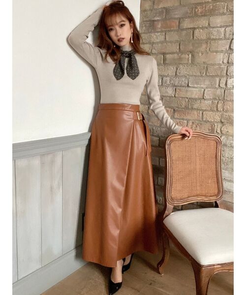 RESEXXY（リゼクシー）の「フェイクレザーフレアスカート（スカート・レディース・ブラック/ベージュ/ブラウン・FREE）」の9枚目の写真