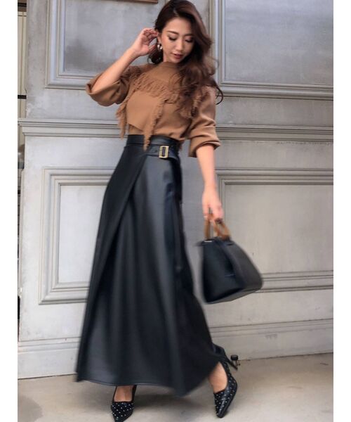 RESEXXY（リゼクシー）の「フェイクレザーフレアスカート（スカート・レディース・ブラック/ベージュ/ブラウン・FREE）」の12枚目の写真