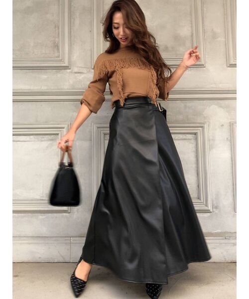 RESEXXY（リゼクシー）の「フェイクレザーフレアスカート（スカート・レディース・ブラック/ベージュ/ブラウン・FREE）」の13枚目の写真