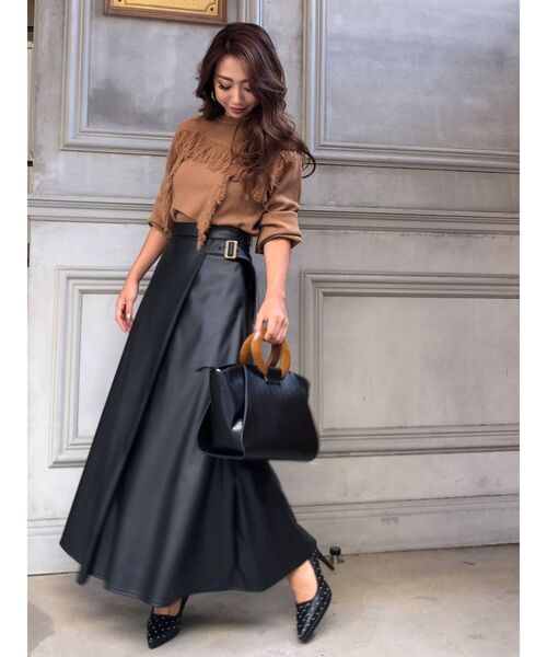 RESEXXY（リゼクシー）の「フェイクレザーフレアスカート（スカート・レディース・ブラック/ベージュ/ブラウン・FREE）」の15枚目の写真