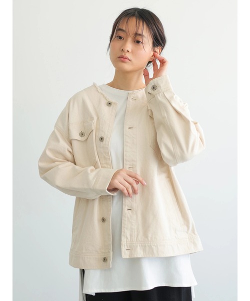 AMERICAN HOLIC（アメリカンホリック）の「ノーカラーCPOブルゾン（ブルゾン・レディース・オフホワイト/インディゴブルー・FREE）」の10枚目の写真