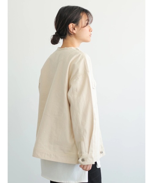 AMERICAN HOLIC（アメリカンホリック）の「ノーカラーCPOブルゾン（ブルゾン・レディース・オフホワイト/インディゴブルー・FREE）」の8枚目の写真