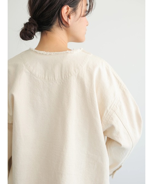 AMERICAN HOLIC（アメリカンホリック）の「ノーカラーCPOブルゾン（ブルゾン・レディース・オフホワイト/インディゴブルー・FREE）」の14枚目の写真