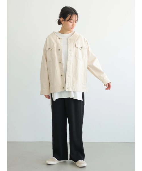 AMERICAN HOLIC（アメリカンホリック）の「ノーカラーCPOブルゾン（ブルゾン・レディース・オフホワイト/インディゴブルー・FREE）」の6枚目の写真